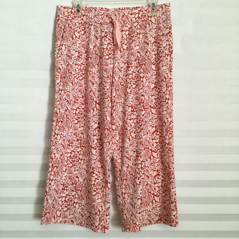 Lands End Womens Crop Pants Size S Stretch‎ Elastic Waist Drawstring Pull On